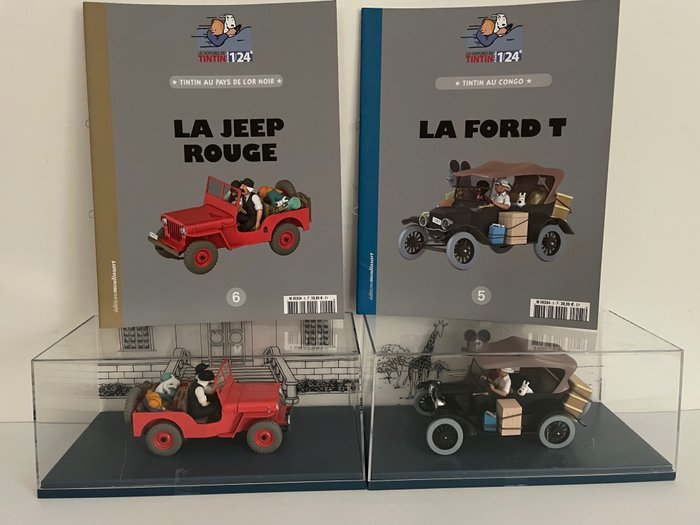 Image 2 of Tintin - Ensemble de 2 voitures 1:24 -La Ford T noire + La jeep rouge - (2019/2021)