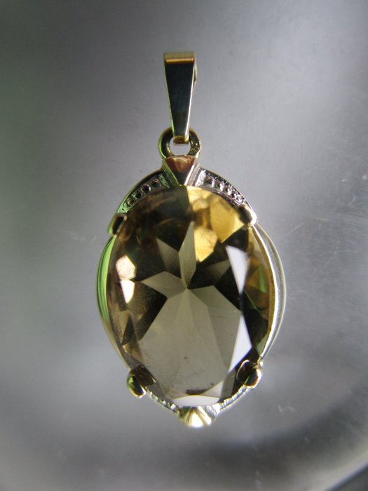 Preview of the first image of 8 kt. White gold, Yellow gold - Pendant Citrine - tested.
