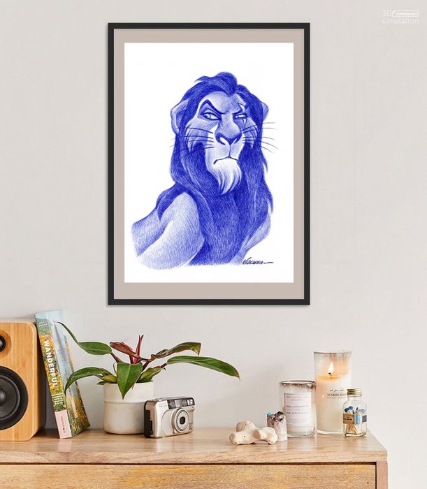 Image 2 of Scar [The Lion King] - Original Drawing - Joan Vizcarra - Pen Art - Original Artwork