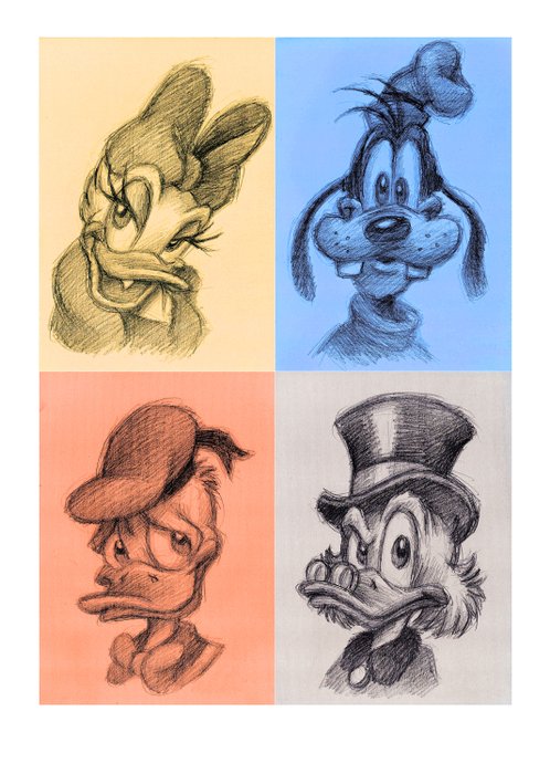 Image 2 of Scrooge McDuck, Donald, Daisy & Goofy - Fine Art Giclée - Joan Vizcarra Signed - Artist Edition - U