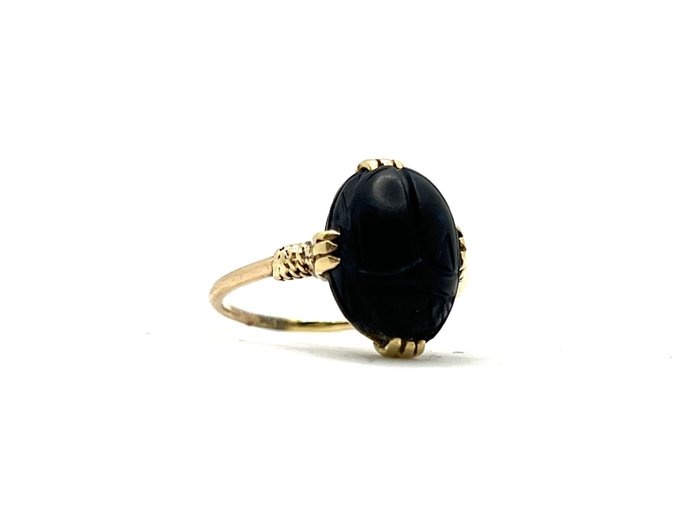 Image 2 of NO RESERVE - 18 kt. Yellow gold - Ring Onyx