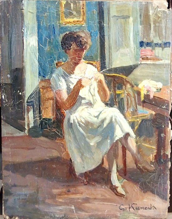 Image 3 of Giorgio Kienerk (1869-1948) - Donna in interno