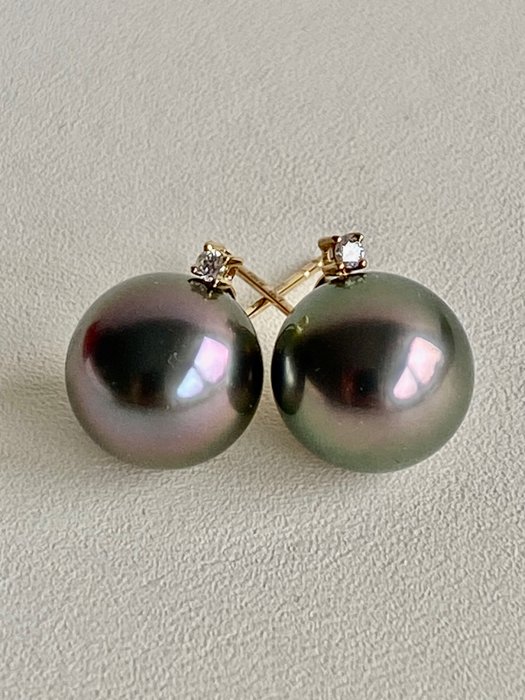 Image 2 of 18 kt. Tahitian pearls - Earring - Diamonds