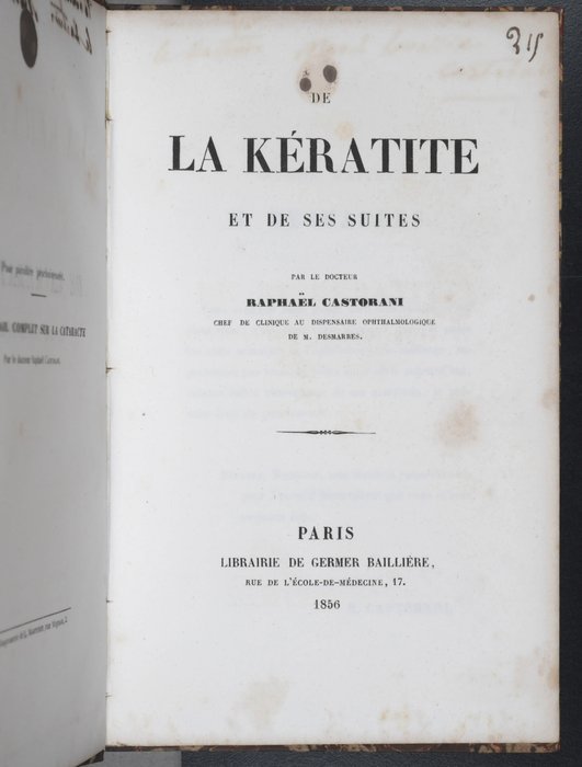 Preview of the first image of Mirault-G / Wecker, L. / Rück R. /Castorani, Raphaël - cataractes / Kératite - 1856/1868.