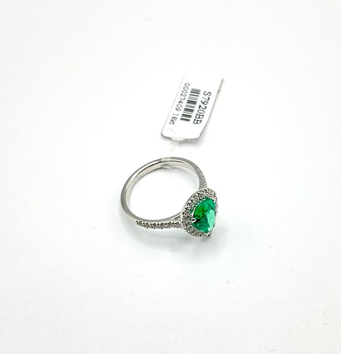 Image 3 of Crieri - 18 kt. White gold - Ring - 1.49 ct Emerald - Diamonds