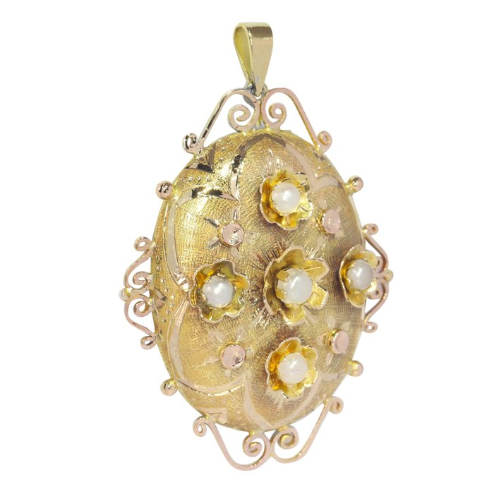 Image 3 of NO RESERVE PRICE - 18 kt. Yellow gold - Pendant - Pearls, Vintage anno 1930