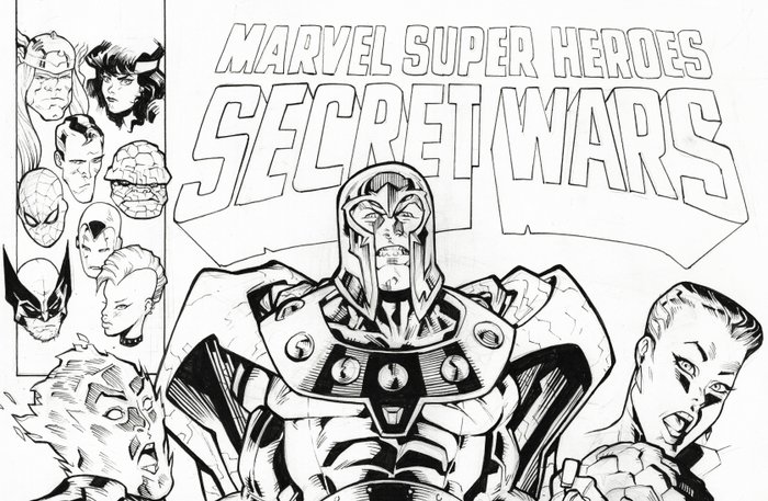 Image 3 of Marvel Super Heroes Secret Wars Vol 1 #2 Re-worked Homage Cover - Original Ink Drawing - Signed by