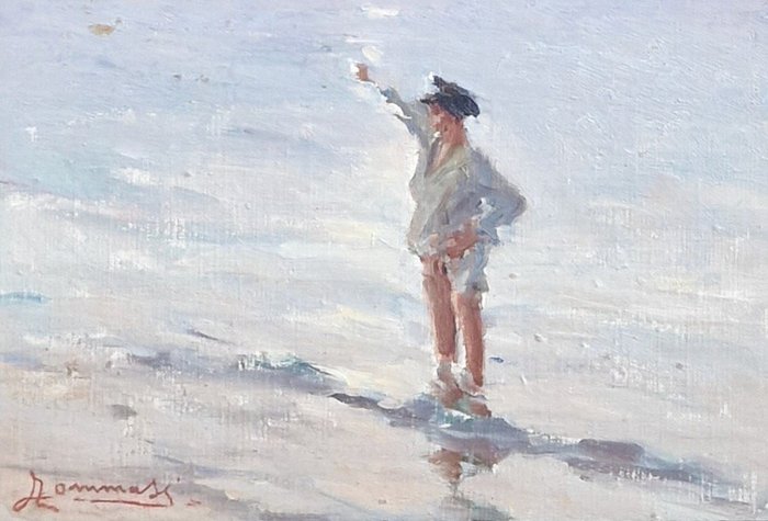 Preview of the first image of Ludovico Tommasi (1866-1941) - Bambino in spiaggia.