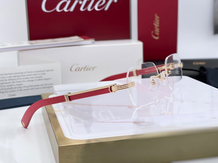 Cartier - C Decor Wood Red Gold Planted 18k - Γυαλιά