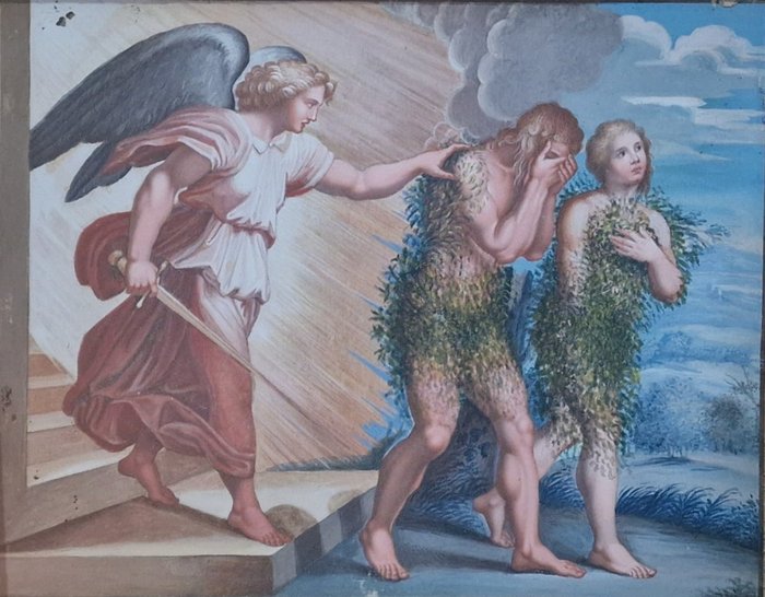 Image 3 of Scuola Italiana (XVIII-XIX) - La cacciata di Adamo ed Eva dal paradiso