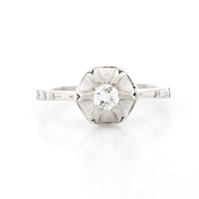 Image 2 of Vintage - No Reserve Price - 18 kt. White gold - Ring - 0.20 ct Diamond - Diamonds