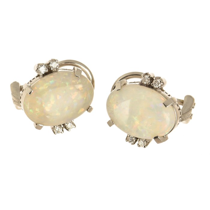 Image 2 of 18 kt. Gold - Earrings Opals - Diamonds