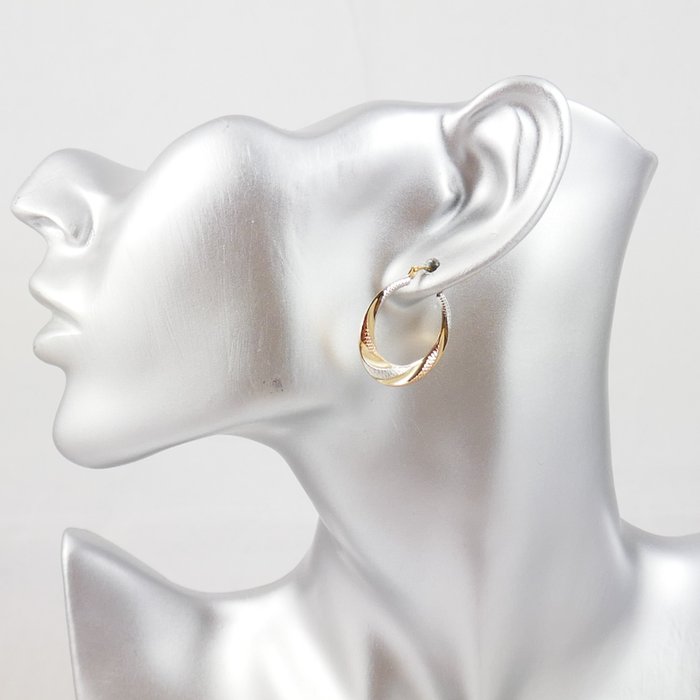 Image 3 of 9 kt. Gold, Tricolour - Earrings Garnet