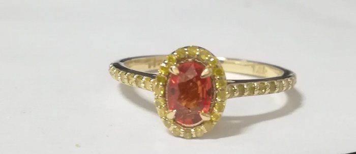 Image 2 of 14 kt. Yellow gold - Ring Sapphire - Diamonds