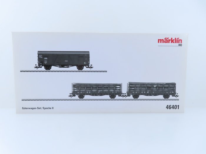 Image 2 of Märklin H0 - 46401 - Freight wagon set - 3-piece freight wagon set with stake wagons with a load of