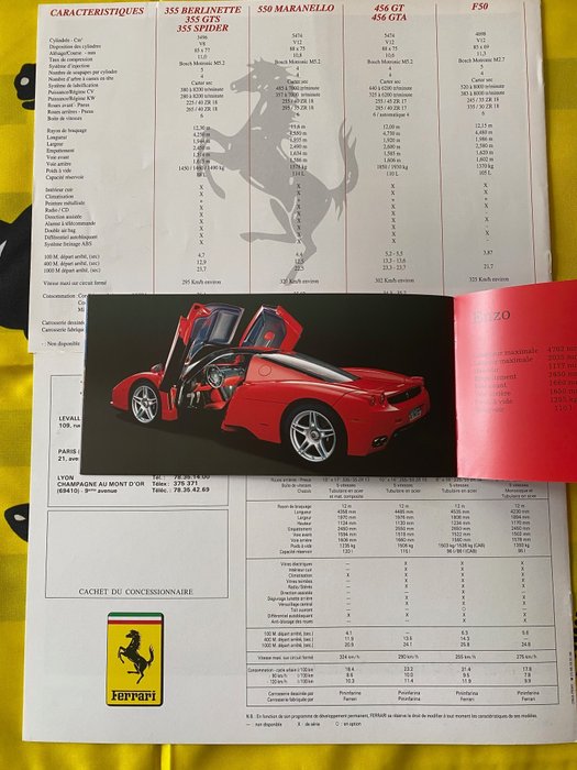Image 3 of Brochures/catalogues - Bon ce commande POZZI FERRARI +TARIF+ 3 Brochures 1988/1990/2005 - Ferrari -