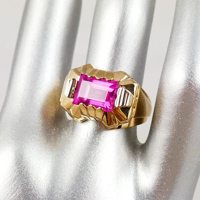 Image 3 of 9 kt. Yellow gold - Ring Ruby
