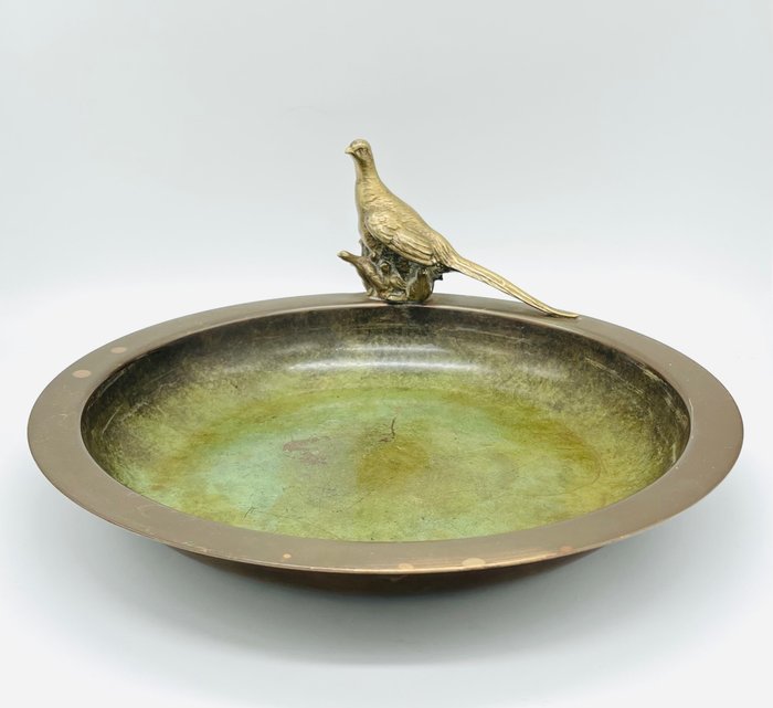 Preview of the first image of Large Art Deco bronze dish with pheasant.