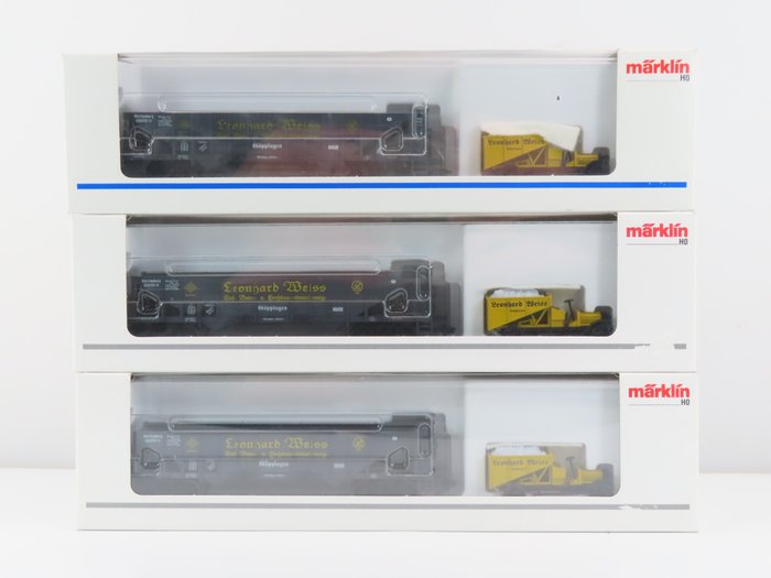 Image 2 of Märklin H0 - Museum 2000 - Freight carriage - 3x 4-axle hopper wagons with print "Leonard Weiss" wi