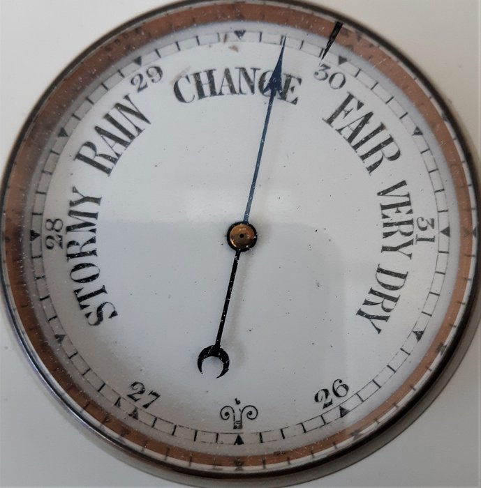 Image 3 of Pocket aneroid barometer (1) - nickel plated brass - Late 19th century