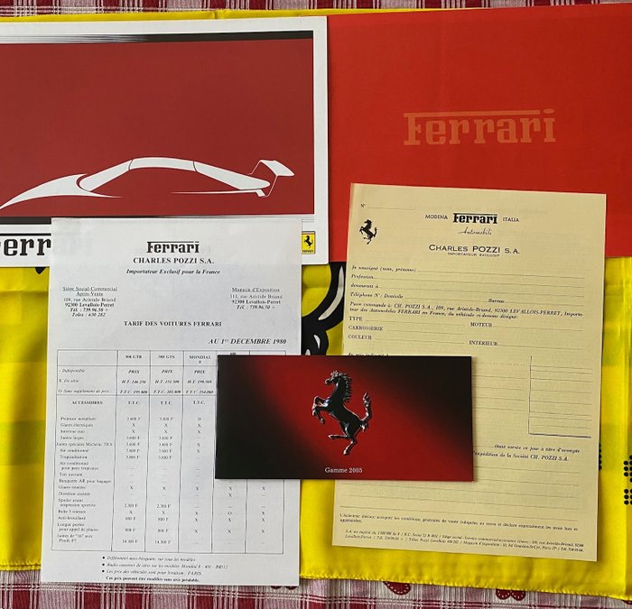 Preview of the first image of Brochures/catalogues - Bon ce commande POZZI FERRARI +TARIF+ 3 Brochures 1988/1990/2005 - Ferrari -.