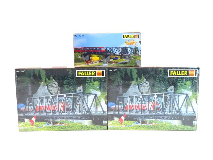 Preview of the first image of Faller H0 - 560/1230 - Scenery - 3 Construction kits of bridges, Sealed.