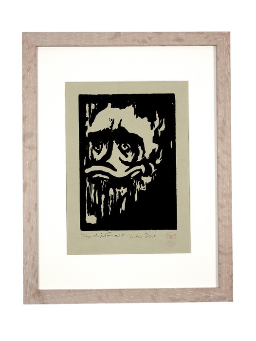 Preview of the first image of Die Ducks 4/50 - „Der Prophet“ - Framed Original Woodcut - Tour Exhibit - First edition - (2008).