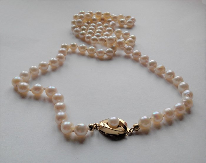 Image 2 of 14 kt. Yellow gold - Necklace - Japanese Saltwater Pearls - 73 cm long