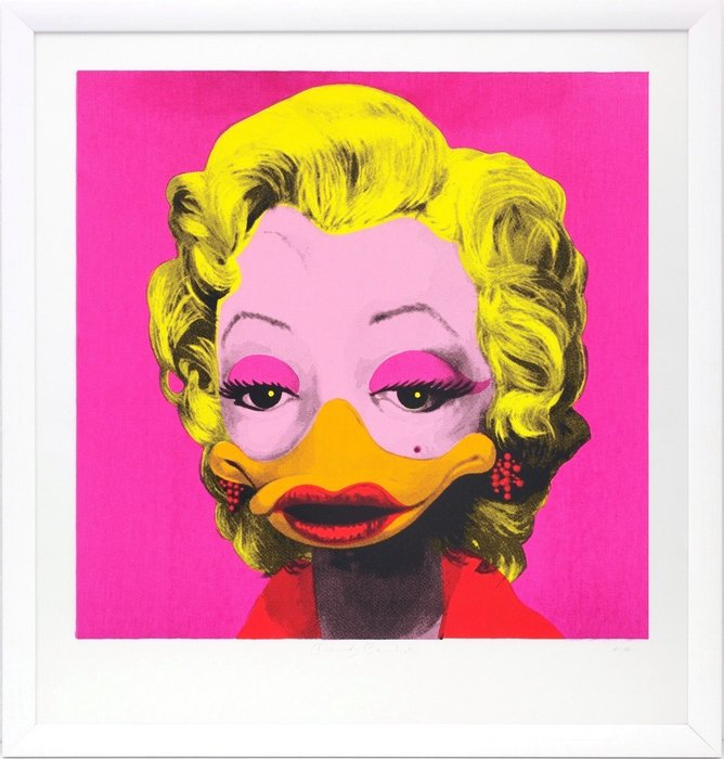 Preview of the first image of Die Ducks 2/28 - „Dandy Borehole – Marta Mortenson, pink“ - 6-color screen printing - 60,5 x 60,5 c.