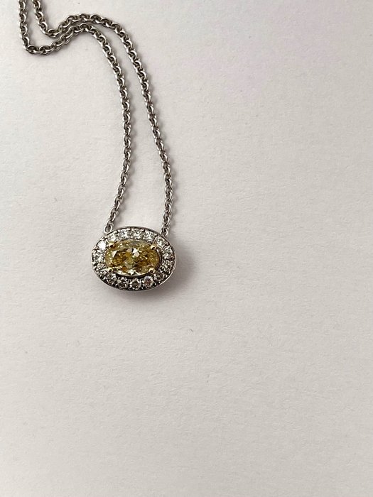 Preview of the first image of 18 kt. White gold, Yellow gold - Necklace, Necklace with pendant, Pendant - 0.76 ct Diamond - Diamo.