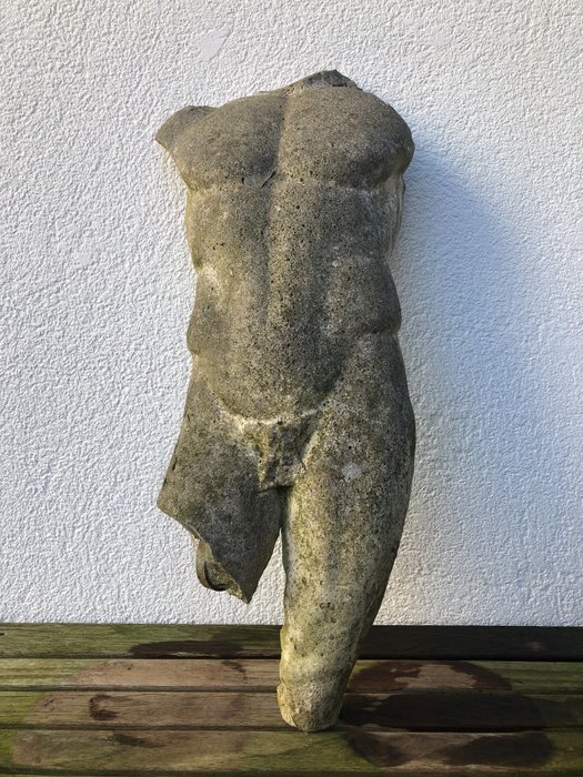 Preview of the first image of Sculpture, Male torso - Cast Stone - Late 20th century.