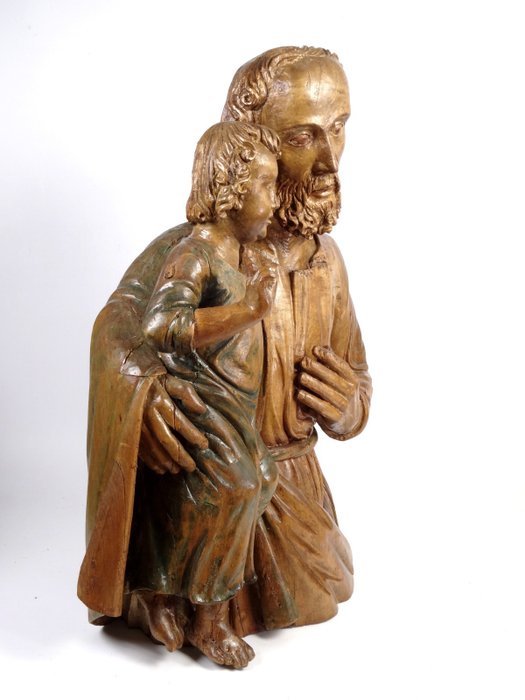 Image 3 of Sculpture, St. Joseph with Christ child - Wood - Late 18th century
