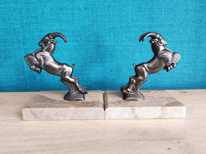 Image 2 of Pair of art deco ibex bookends (2)
