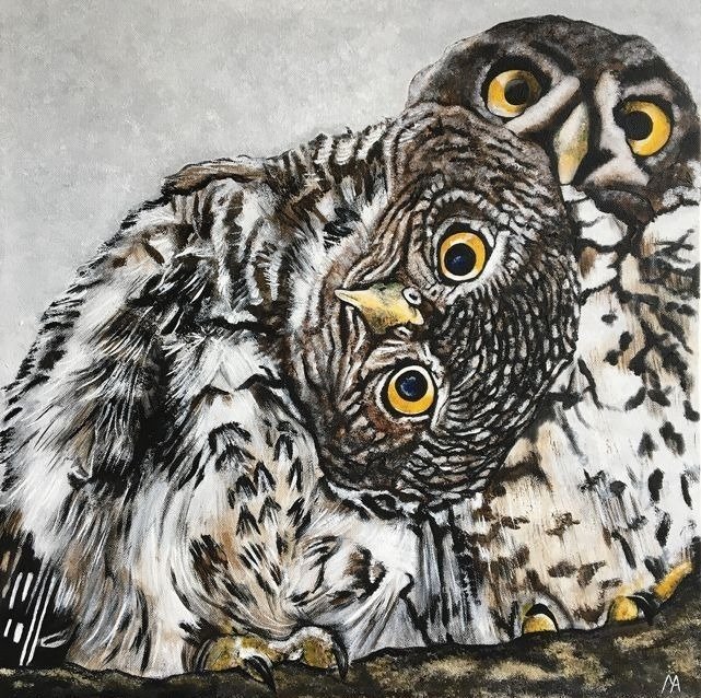 Preview of the first image of Miranda Assink (1970) - Owl Chicks.