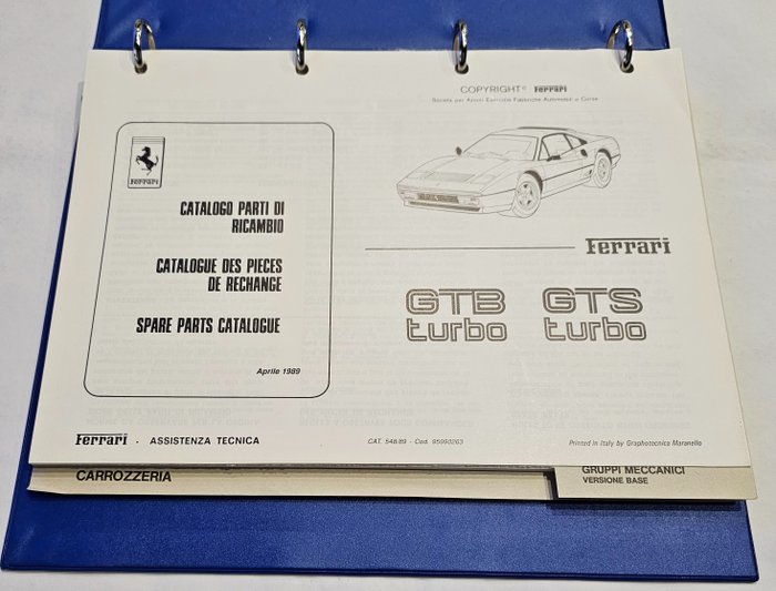 Image 2 of Books - Ferrari Catalogo Parti di Ricambio GTS/GTB Turbo #548/89 - Ferrari - 1980-1990