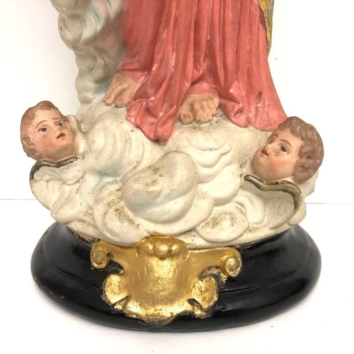 Image 2 of Mary with Child and Angels "Notre Dame des Victoires" (46cm). - Plaster - Late 19th century