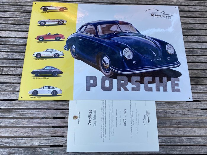 Preview of the first image of Decorative object - Plaque émaillée PORSCHE 356 1950 - Porsche - After 2000.