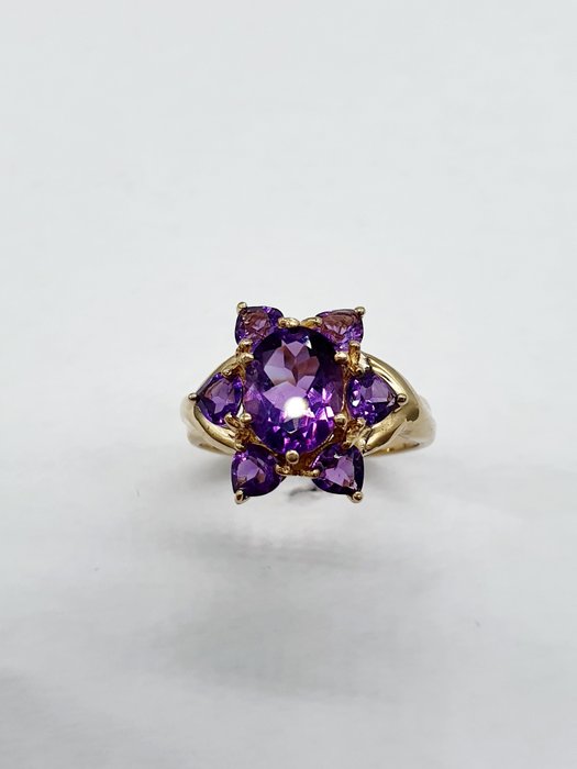 Image 2 of 8 kt. Yellow gold - Ring Amethyst