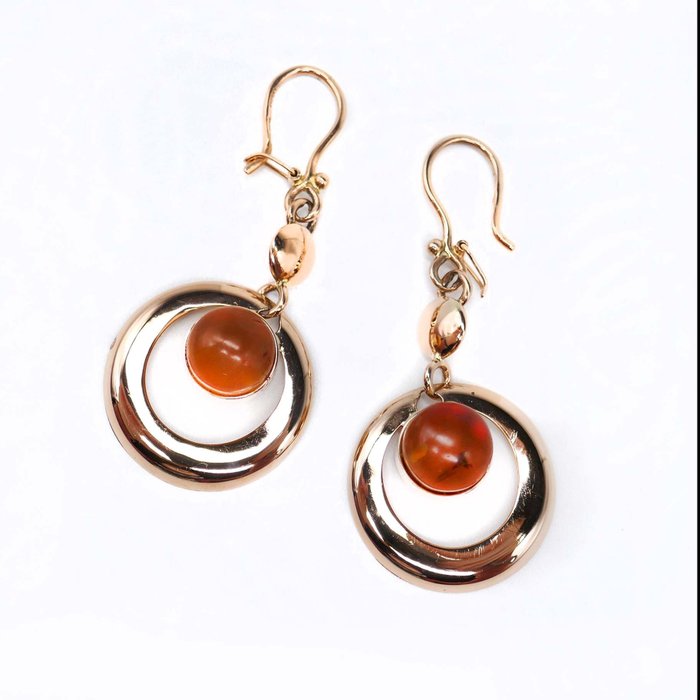 Preview of the first image of 14 kt. Amber, Gold - Earrings.