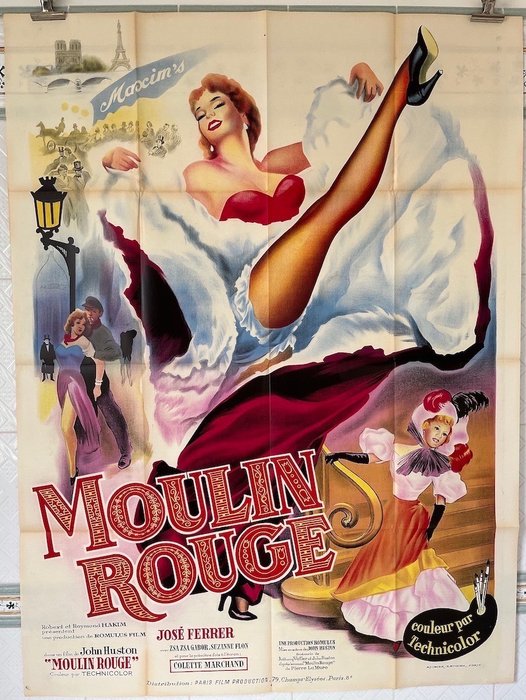 Moulin rouge (1952) - John Houston, Zsa Zsa Gabor - Original French cinema release, 120x160 cm)