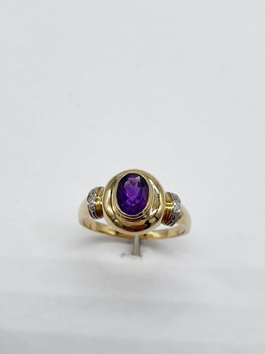 Image 2 of 8 kt. White gold, Yellow gold - Ring Amethyst - Diamonds