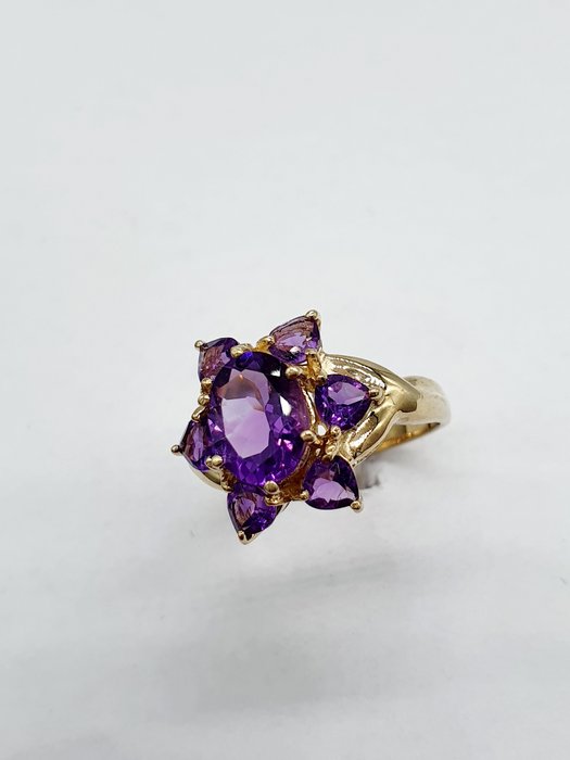 Image 3 of 8 kt. Yellow gold - Ring Amethyst