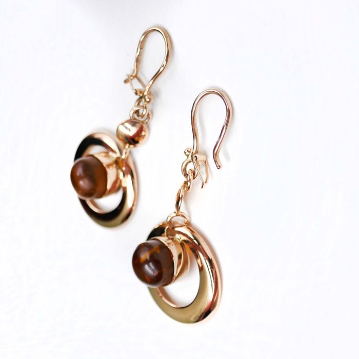 Image 2 of 14 kt. Amber, Gold - Earrings