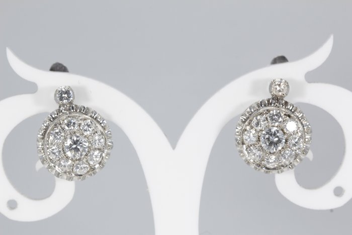 Image 2 of 18 kt. White gold - Earrings Diamond - Diamonds