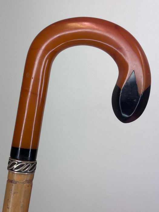 Image 2 of Walking stick, Amber colored hook handle