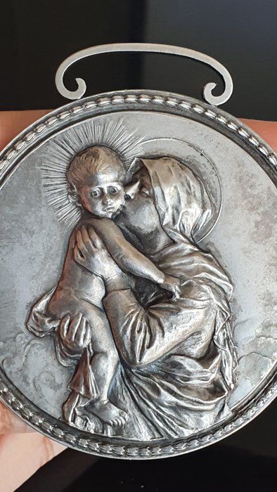 Image 2 of Madonna with Child-votive medal late 19th/early 20th century-Italy - Silver - Late 19th century