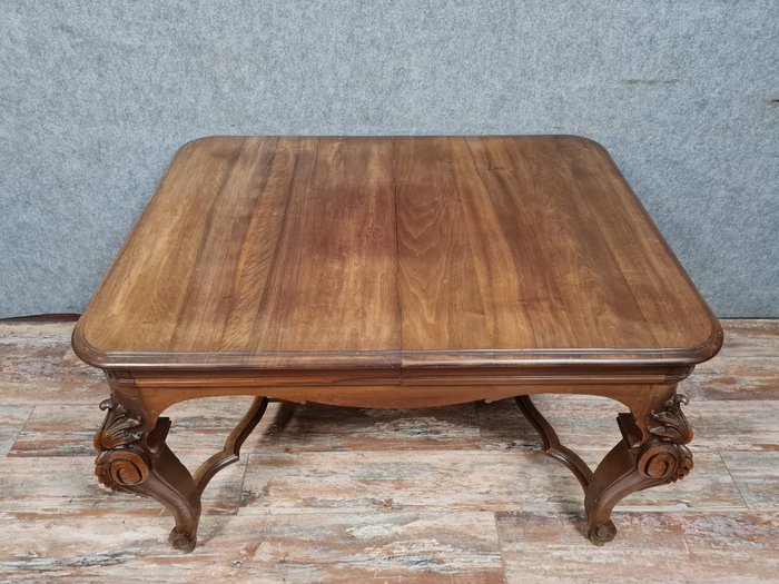 Image 3 of Louis XV style extending table in walnut circa 1880 - Baroque style - Walnut - 19th century