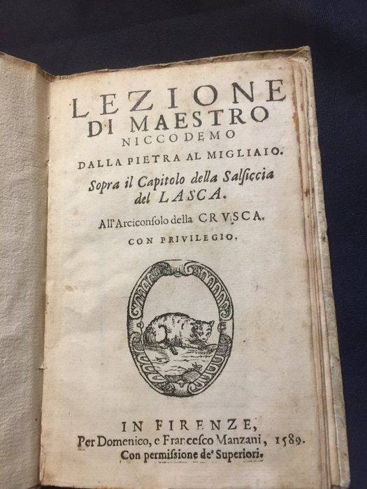Preview of the first image of Grazzinii Antonfrancesco - Lezione di Maestro Niccodemo dalla Pietra al Migliaio - 1589/1606.