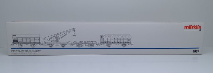 Image 3 of Märklin H0 - 4897 - Freight wagon set - Wagon-Set "Torf Transport" 1994 - K.Bay.Sts.B