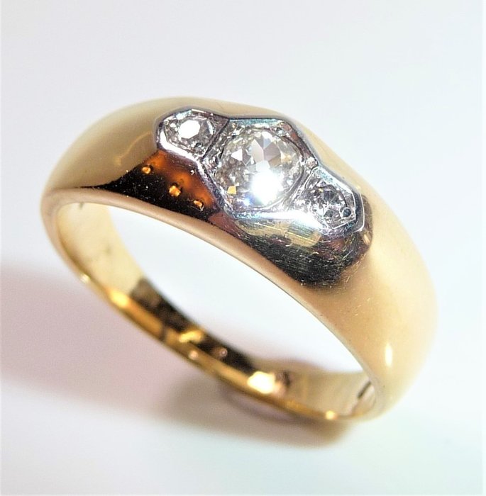 Ring - 14 karat Gulguld Diamant  (Natur) 